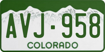 CO license plate AVJ958