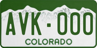 CO license plate AVK000