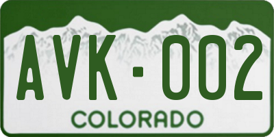 CO license plate AVK002