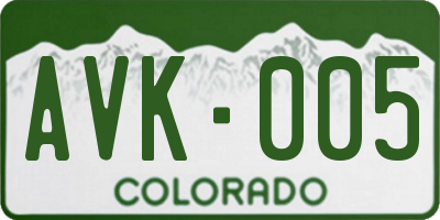 CO license plate AVK005