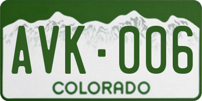 CO license plate AVK006