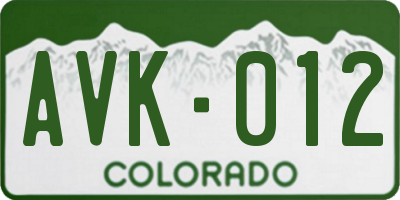 CO license plate AVK012