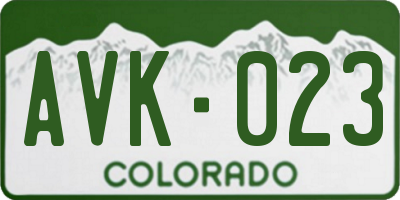CO license plate AVK023