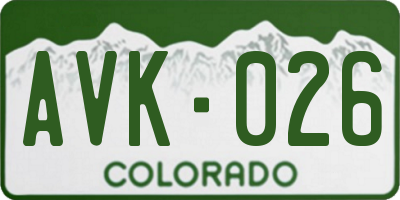 CO license plate AVK026