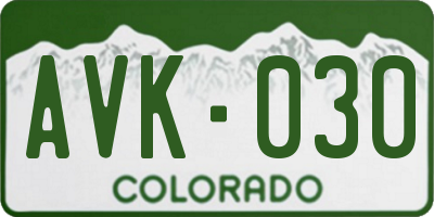 CO license plate AVK030