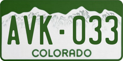 CO license plate AVK033