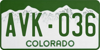 CO license plate AVK036