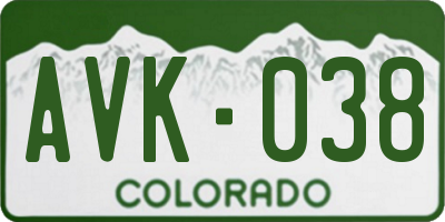 CO license plate AVK038