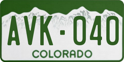 CO license plate AVK040