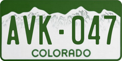 CO license plate AVK047