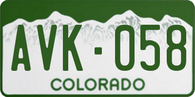 CO license plate AVK058