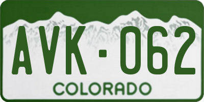 CO license plate AVK062