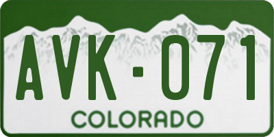 CO license plate AVK071