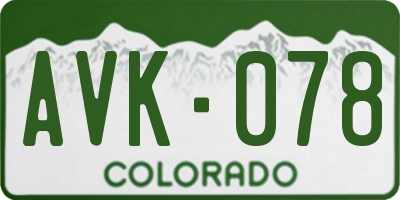 CO license plate AVK078