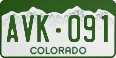 CO license plate AVK091