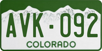 CO license plate AVK092