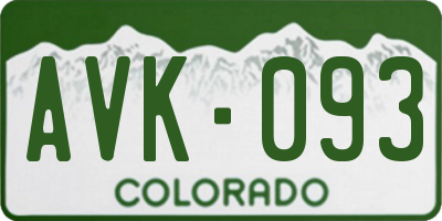 CO license plate AVK093