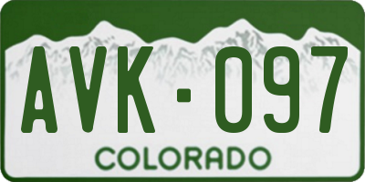CO license plate AVK097