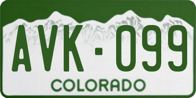 CO license plate AVK099