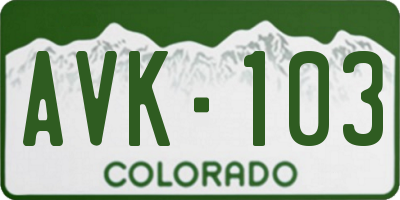 CO license plate AVK103