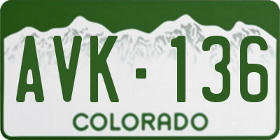 CO license plate AVK136