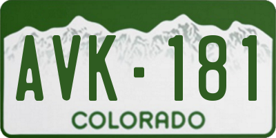 CO license plate AVK181