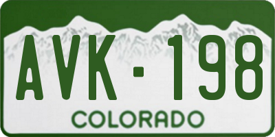 CO license plate AVK198