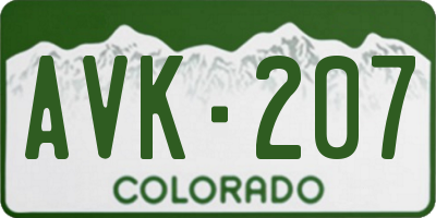 CO license plate AVK207