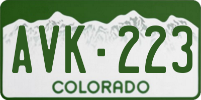 CO license plate AVK223