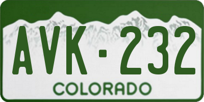 CO license plate AVK232
