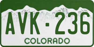 CO license plate AVK236