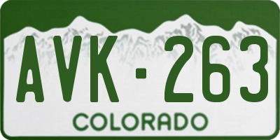 CO license plate AVK263