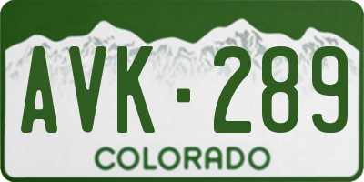 CO license plate AVK289