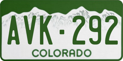 CO license plate AVK292