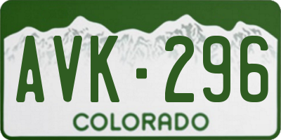 CO license plate AVK296