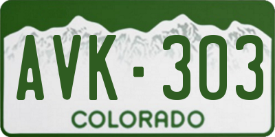 CO license plate AVK303