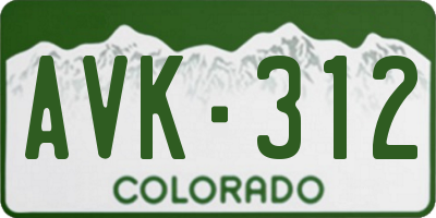 CO license plate AVK312
