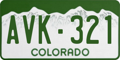 CO license plate AVK321