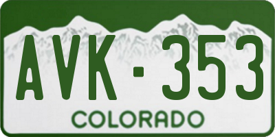 CO license plate AVK353