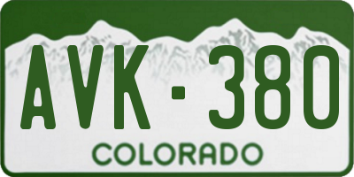 CO license plate AVK380