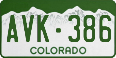 CO license plate AVK386