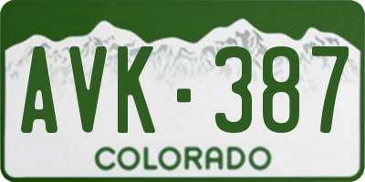 CO license plate AVK387
