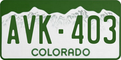 CO license plate AVK403