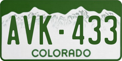 CO license plate AVK433