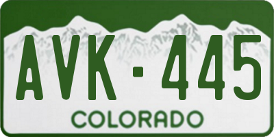 CO license plate AVK445