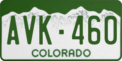 CO license plate AVK460