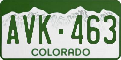 CO license plate AVK463