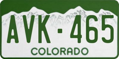 CO license plate AVK465