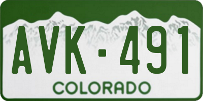 CO license plate AVK491