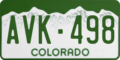 CO license plate AVK498